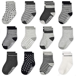 Tphon 12 Pairs Toddler Non Skid Socks