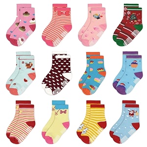Tphon 12 Pairs Toddler Non Skid Socks