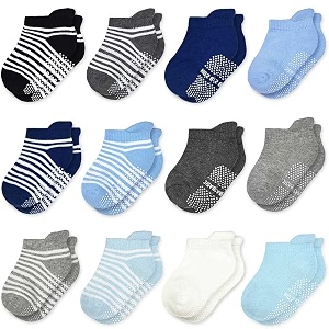 Tphon 12 Pairs Toddler Non Skid Socks