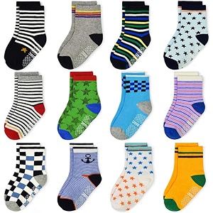 Tphon 12 Pairs Toddler Non Skid Socks
