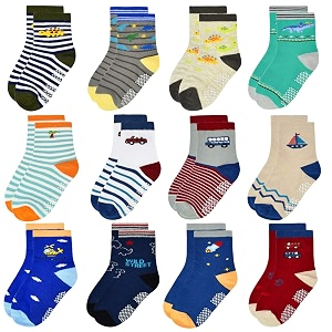 Tphon 12 Pairs Toddler Non Skid Socks