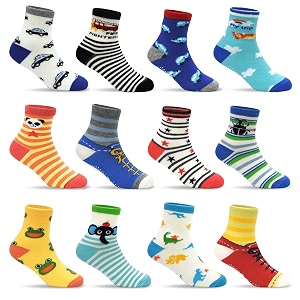 Tphon 12 Pairs Toddler Non Skid Socks