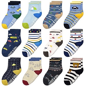 Tphon 12 Pairs Toddler Non Skid Socks