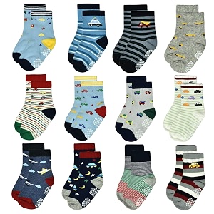 Tphon 12 Pairs Toddler Non Skid Socks