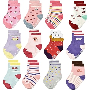 Tphon 12 Pairs Toddler Non Skid Socks