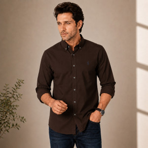 TPJ Mart Men Solid Casual Brown Shirt
