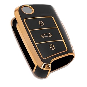 TPU Car Key Cover Black Golden
