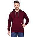 TQH Men39s Cotton Blend Fleece Solid Hooded
