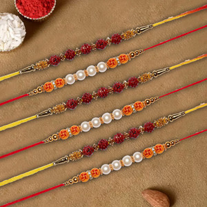tr scented r11-x3-r6-x3 assorted rakhi chawal roli pack set 6 rakhi roli  chawal greeting card