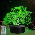 Tractor 3D Night Light, 16 Colors with Remote Control, Timer, RGB Flashing Mode, Dimmable LED Illusion Lamp, Tractor Toys Cool Gifts for Holiday Birthday Christmas