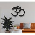 Trademubara Om 3D Metal Wall Art Decor Modern Art with Matte Finish - Scratch &amp; Rust Free | Wall Hanging for Living | Bed Room | Office Balcony and Gallery- Black (75 cm 30 inches)