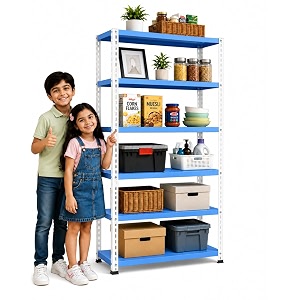 traders multipurpose metal steel rack kitchen shelves for storage metal shelving unit storage utility rack garage shelves display rack steel 35lx9wx60h inch white blue