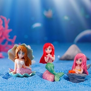 anky cute mermaids for aquarium fish tank decoration fish tank aquarium on water aquarium decorative item ornament for fish aquarium harmless to fish pack of 3