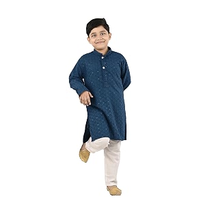 Traditiona Kurta with White Pajama Set Kids