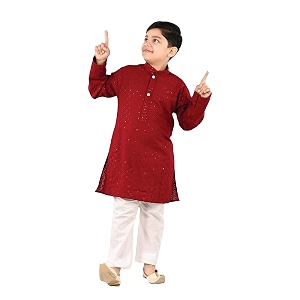 Traditiona Kurta with White Pajama Set Kids