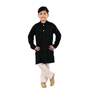 Traditiona Kurta with White Pajama Set Kids