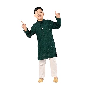 Traditiona Kurta with White Pajama Set Kids