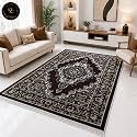 Traditional Area Rug 6x8 Feet - Multi Color Floral Kashmiri Style Living Room Bedroom Non-Slip BCF Home Decor
