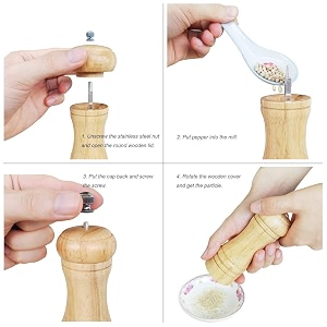 traditional brown wood pepper grinder pepper milladjustable coarseness 8 inch wooden peppermill ceramic grinding mechanism salt mill refillable brown wood medium