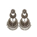 Traditional Chandbali Earrings Antique Gold and Oxidised