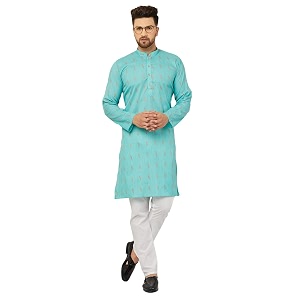 Traditional Cotton Self Design Kurta Pajama Set