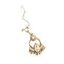 Traditional Cowrie Shell & Pearl Maang Tikka for Haldi Ceremony | Gold-Tone Kundan Beaded Indian Ethnic Maatha Patti with Shell & Pearl Drops | Mehndi Sangeet Wedding Head Jewellery for Women & Girls