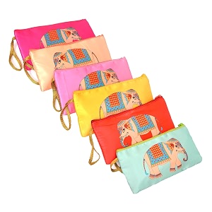 Traditional Embroidered Zipper Purse for Women