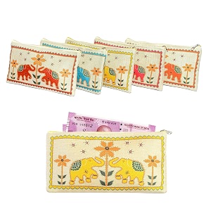 Traditional Embroidered Zipper Purse for Women