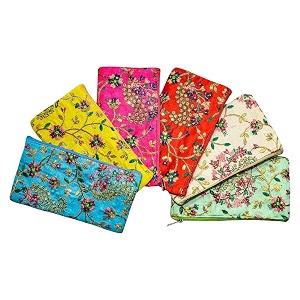 Traditional Embroidered Zipper Purse for Women