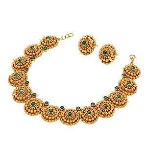 Traditional Haram Necklace Set with Jhumka Earrings