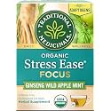 Traditional Medicinals Organic Stress Ease Focus, Tea Bags, 16 Count (Pack of 6)