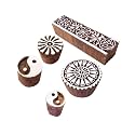 Traditional Motif Yin Yang and Round Wooden Printing Stamps (Set of 5)