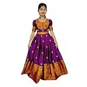 Traditional Silk Kids Anarkali Dress Purple