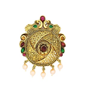 traditional temple design gold-plated hair barrette clip round shape design design 6