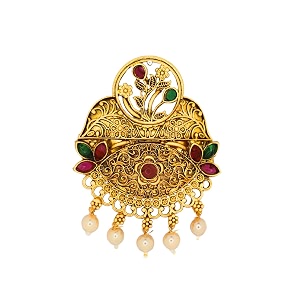 traditional temple design gold-plated hair barrette clip round shape design design 1