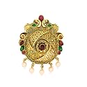 Traditional Temple Design Gold-Plated Hair Barrette Clip (Round Shape Design) (Design 6)