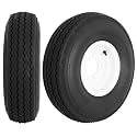 Trailer Tires on Rim 5.70-8 570X8 570-8 with 8" White Wheel - 4 Lug on 4" - Load Range C，2-Pack