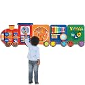 Train Activity Wall Busy Board Panels, 11-in-1 Wooden Sensory Wall Panel