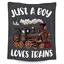 Train Blanket for Boys - 40x50 Inches Crib Size - Soft Fuzzy Plush Throws Gifts - Black Cute Throw Blanket for Couch &amp; Sofa