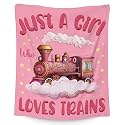 Train Blanket for Girls - 30x40 Inches Lap Size - Soft Fuzzy Plush Throws Gifts - Pink Cute Throw Blanket for Living Room &amp; Office