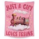 Train Blanket for Girls - 40x50 Inches Crib Size - Soft Fuzzy Plush Throws Gifts - Pink Cute Throw Blanket for Couch &amp; Sofa