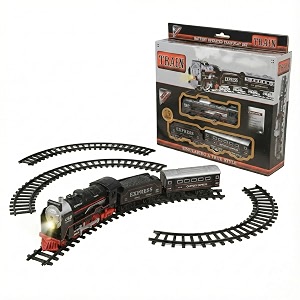 battery operated electric train set for kids  13-piece classic locomotive toy with lights amp sound  easy-to-assemble track included  perfect toy gift for boys amp girls age 3