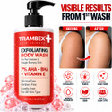 Trambex 7% AHA BHA Exfoliating Body Wash | De-Tan Glycolic & Salicylic Acid Shower Gel (250 ml)