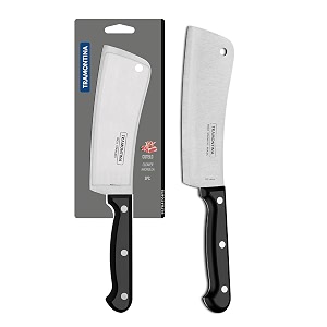 tramontina ultraacorte 152cm  634 cleaver knife  stainless steel blade  big kitchen knife for large vegetablesfish  straightplain edge  polypropylene handle  5 year warranty