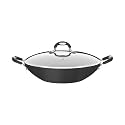 TRAMONTINA Monaco Induction Wok in Aluminum with Internal and External Non-Stick Starflon Premium Coating, Black, with Glass Lid, 32 cm, 4.5 L