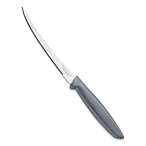 tramontina plenus 12cm  4734 tomato knife  stainless steel blade  kitchen knife for tomatoeskiwis  wavymicro-serrated edge  grey polypropylene handle  made in brazil  5 year warranty