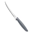 TRAMONTINA Plenus 12cm / 4.7" Tomato Knife | Stainless Steel Blade | Kitchen Knife for Tomatoes/Kiwis | Wavy/Micro-Serrated Edge | Grey Polypropylene Handle | Made in Brazil | 5 Year Warranty