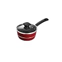 Tramontina Sicilia 1.25-Quart Small Non Stick Sauce Pan with Glass Lid, Aluminum Nonstick Saucepan (Raspberry)