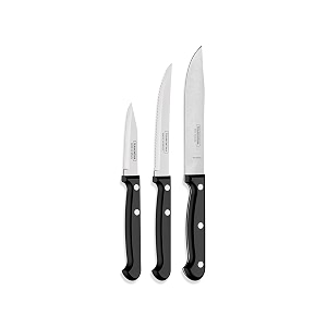 tramontina ultracorte set of 3 knives  stainless steel knife vegetable  fruit  kitchen  antimicrobial  polypropylene handle  5 year warranty