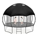 Trampoline Cover 8-10FT Waterproof Heavy Duty – All-Weather Outdoor Dome Tent with Clear PVC Skylight, Support Poles, Fits Round Trampolines as Trampoline Tent Cover